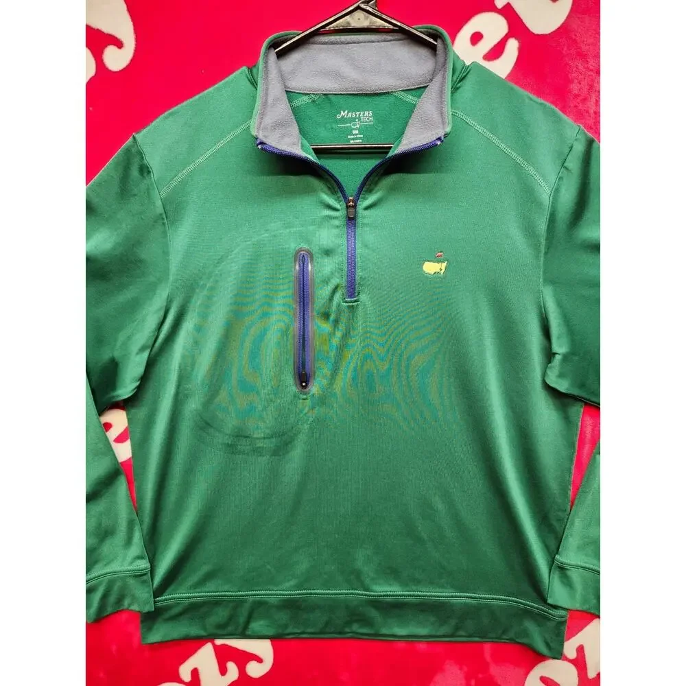 Masters Tech Augusta National 1/4 Zip Pullover Green Golf Jacket Mens Small - Picture 2 of 14